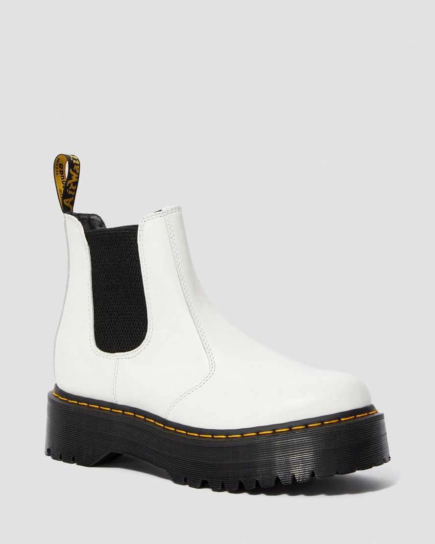 Dr. Martens 2976 Smooth Lær Chelsea Støvler Dame Hvite [1485XFBCK]